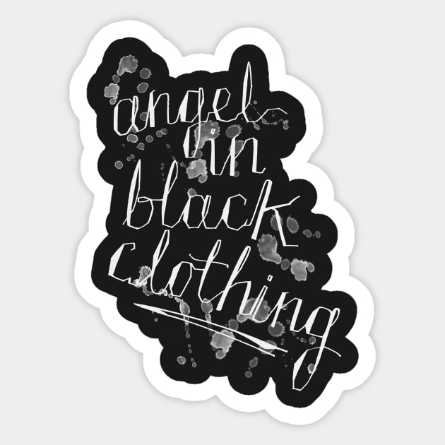 Angel In Black Clothing Sticker by minniemorrisart